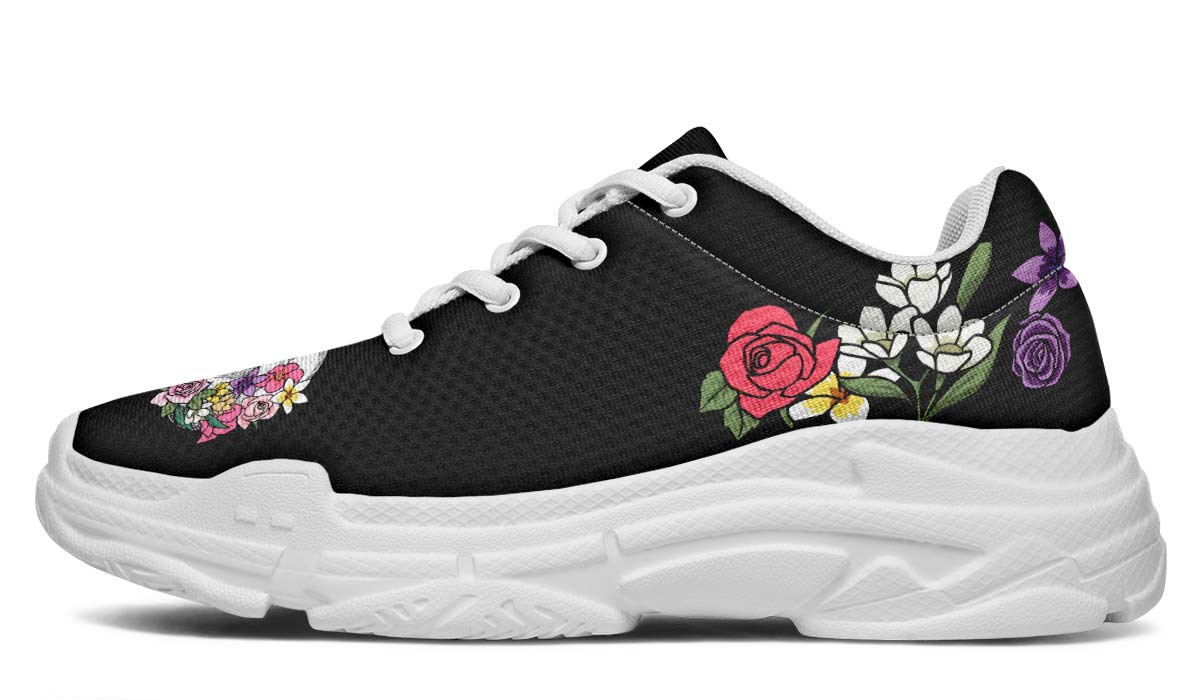 Floral Anatomy Skull Chunky Sneakers