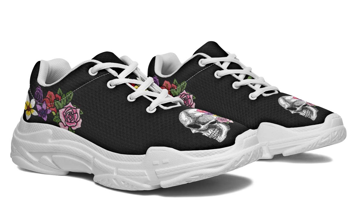 Floral Anatomy Skull Chunky Sneakers