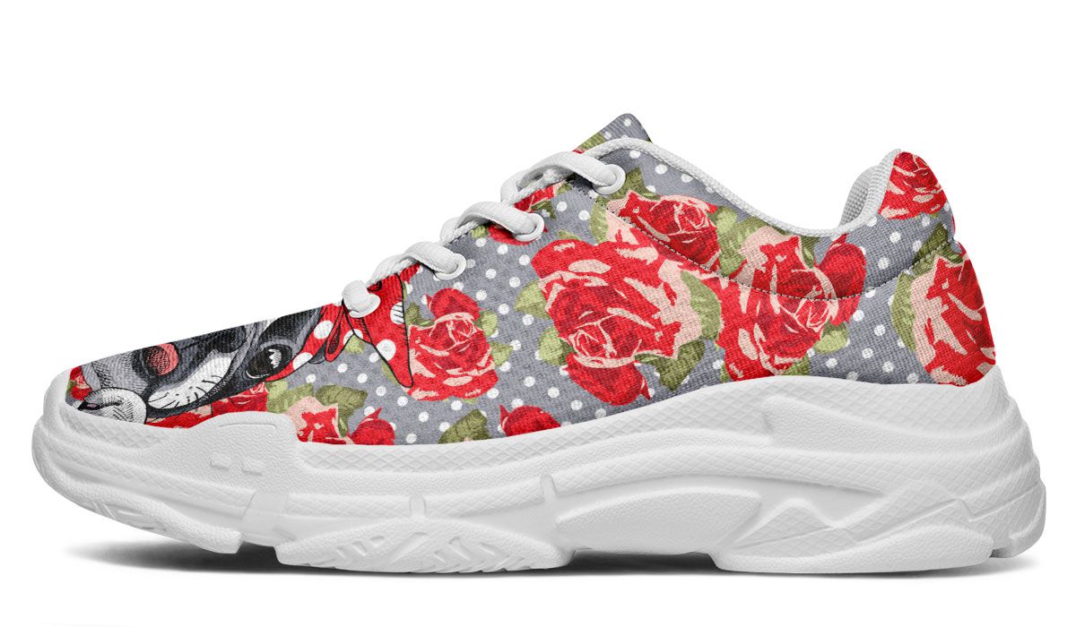 Floral Boston Terrier Chunky Sneakers