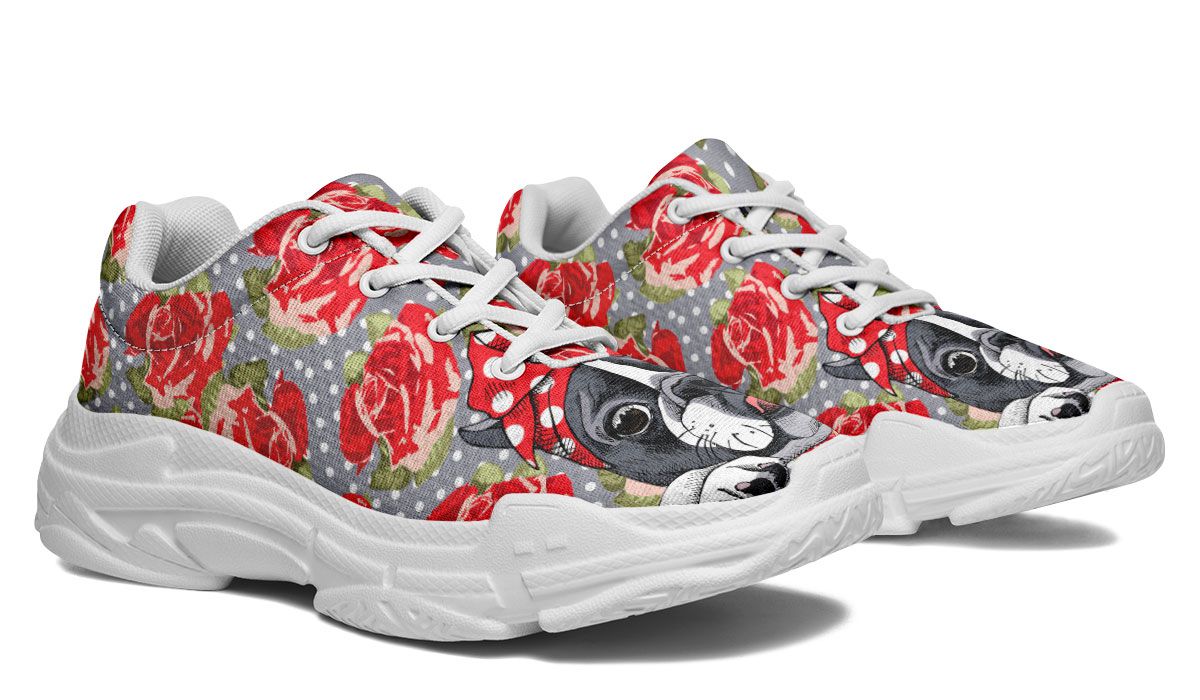 Floral Boston Terrier Chunky Sneakers
