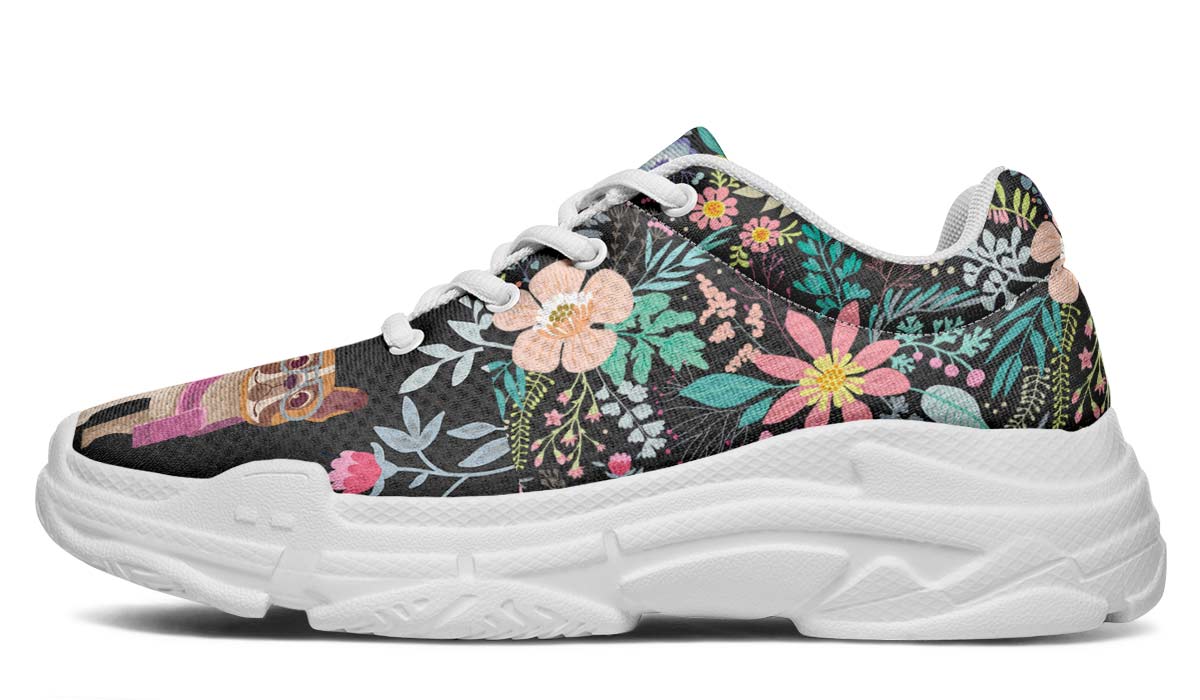 Floral French Bulldog Chunky Sneakers