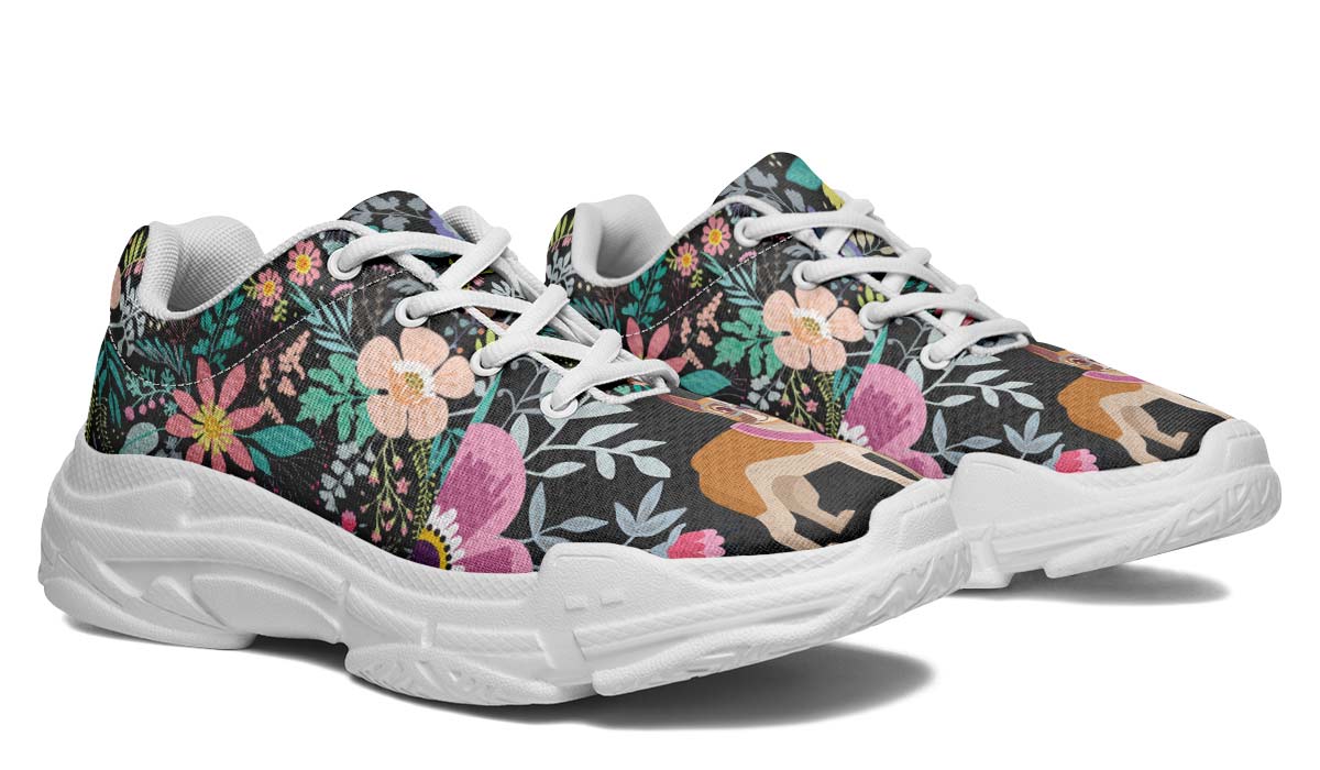 Floral French Bulldog Chunky Sneakers