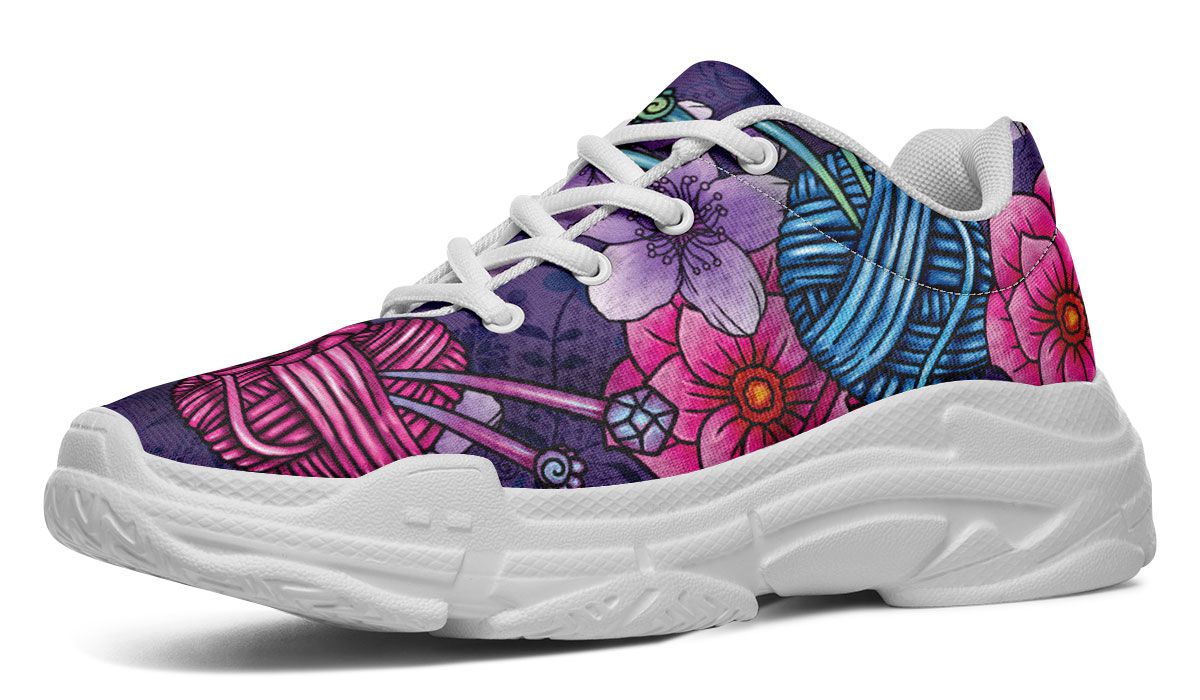 Floral Knitting Chunky Sneakers