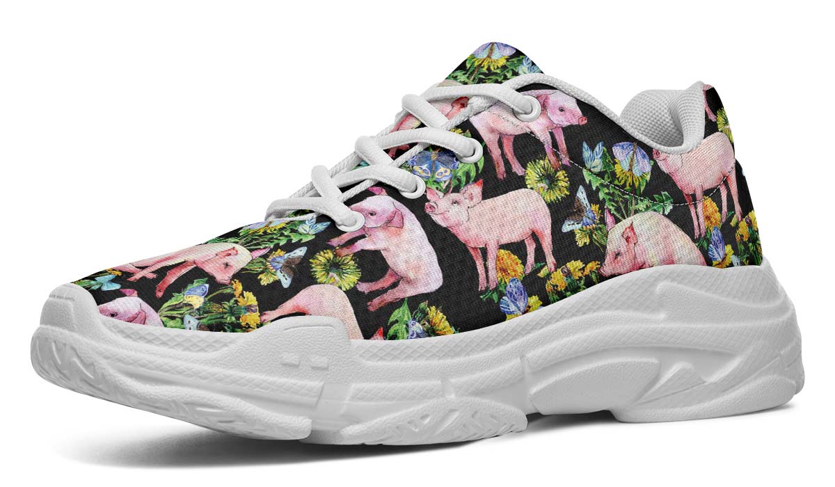 Floral Pig Chunky Sneakers