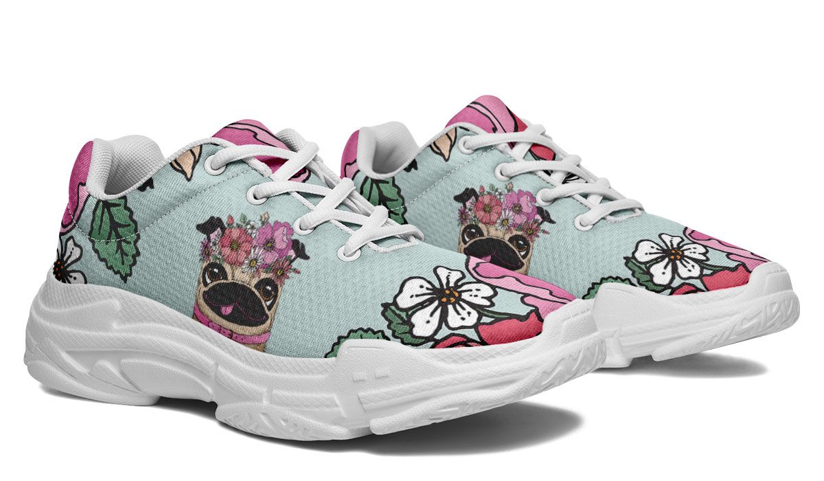 Floral Pug Athletic Chunky Sneakers