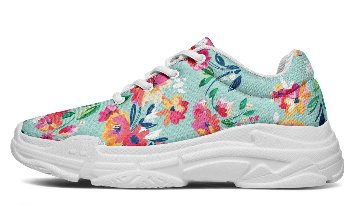 Florals Turquoise Chunky Sneakers