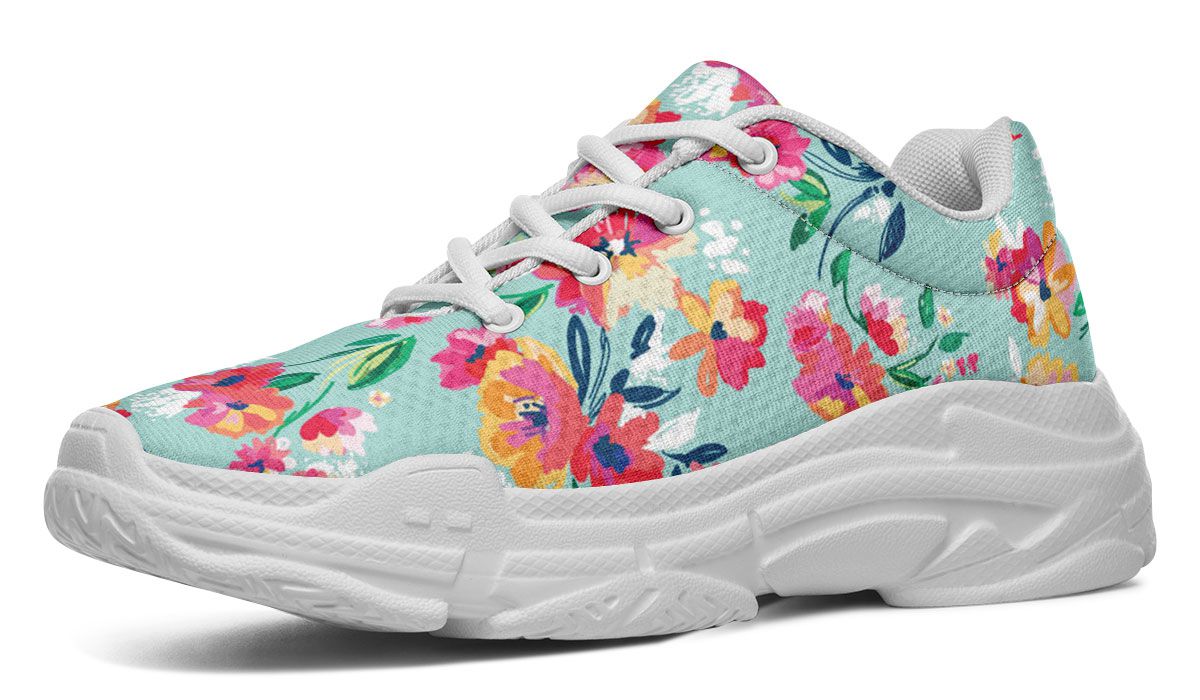 Florals Turquoise Chunky Sneakers