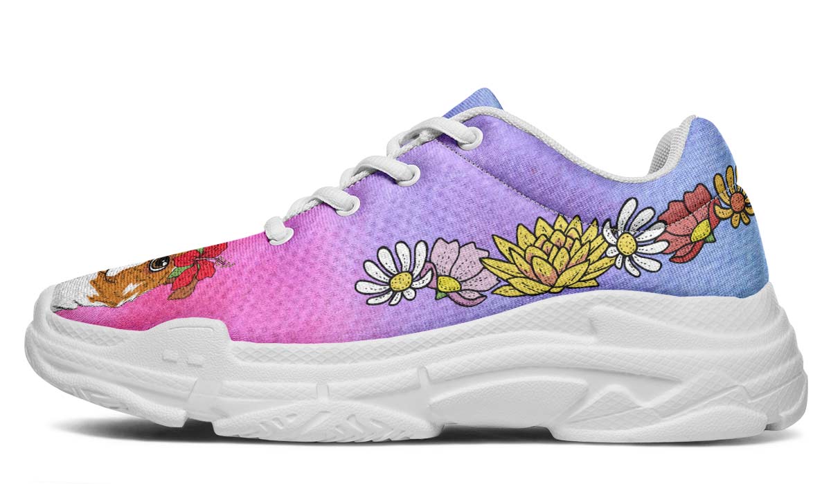 Fun Floral Australian Shepard Chunky Sneakers