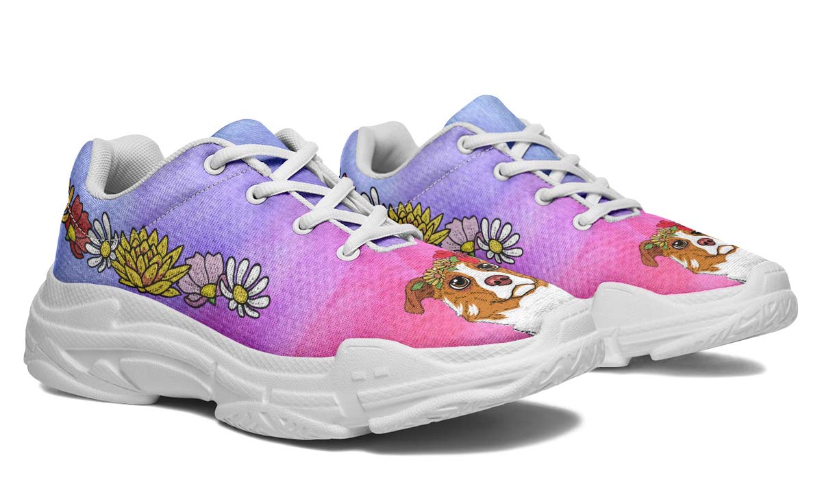 Fun Floral Australian Shepard Chunky Sneakers