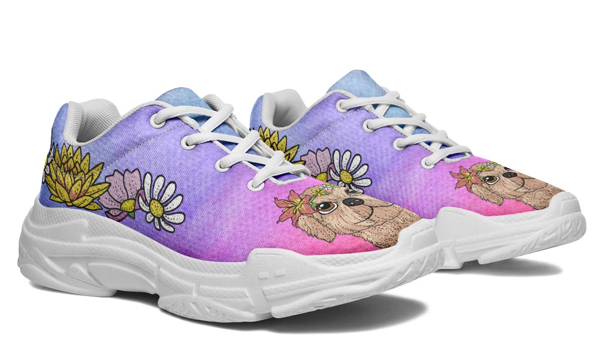 Fun Floral Goldendoodle Chunky Sneakers