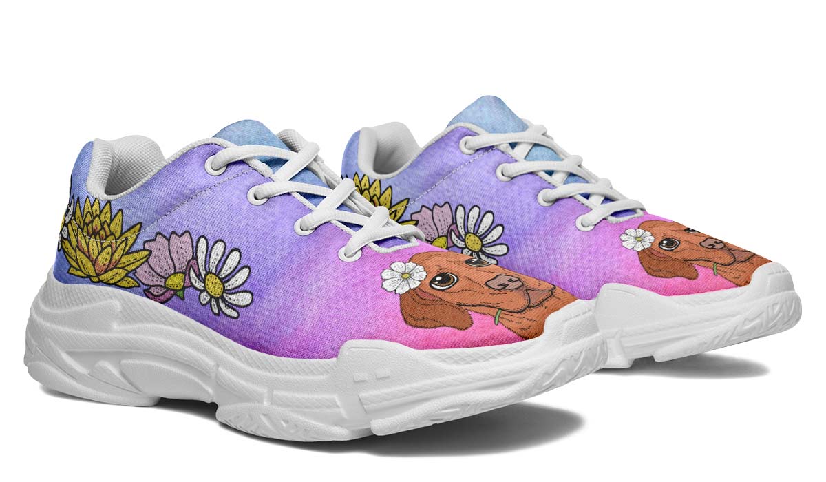Fun Floral Vizsla Chunky Sneakers