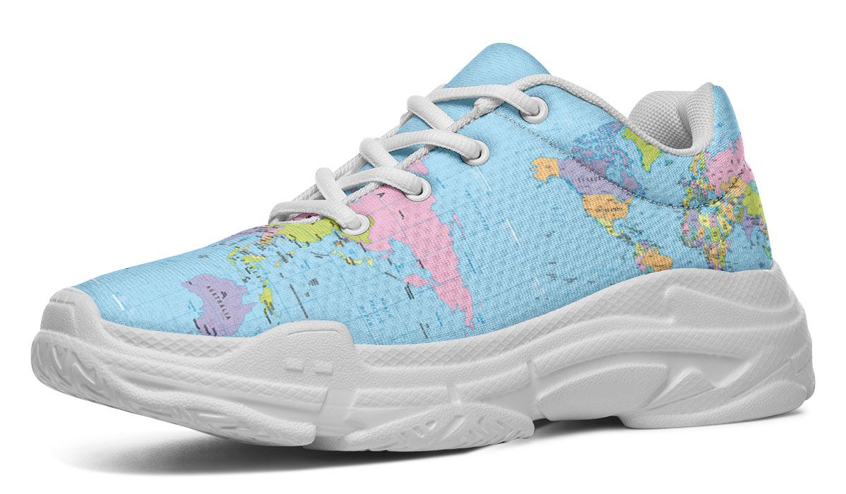 Geography Globe Chunky Sneakers