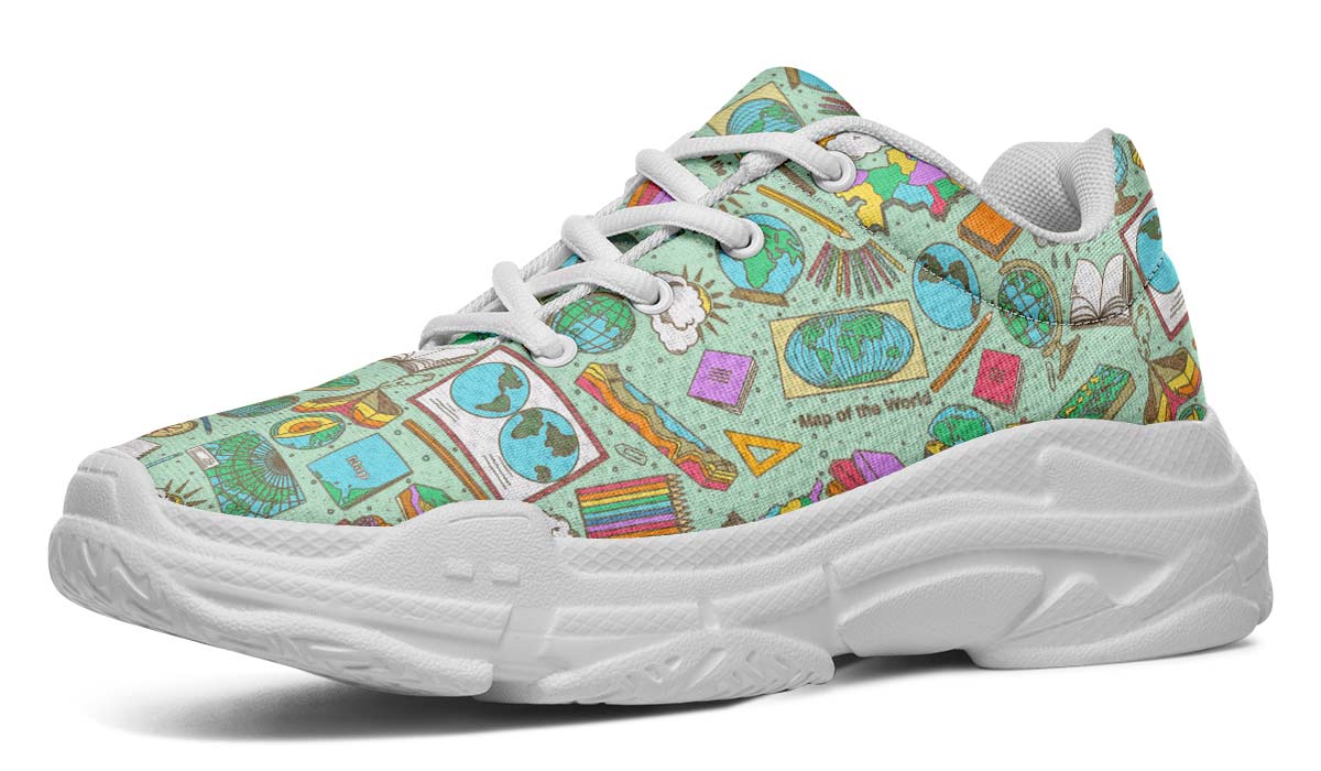 Geography Pattern Chunky Sneakers