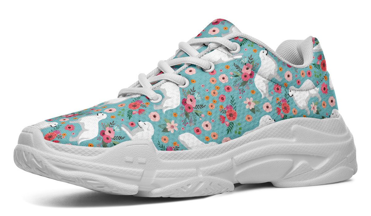 Great Pyrenees Flower Chunky Sneakers