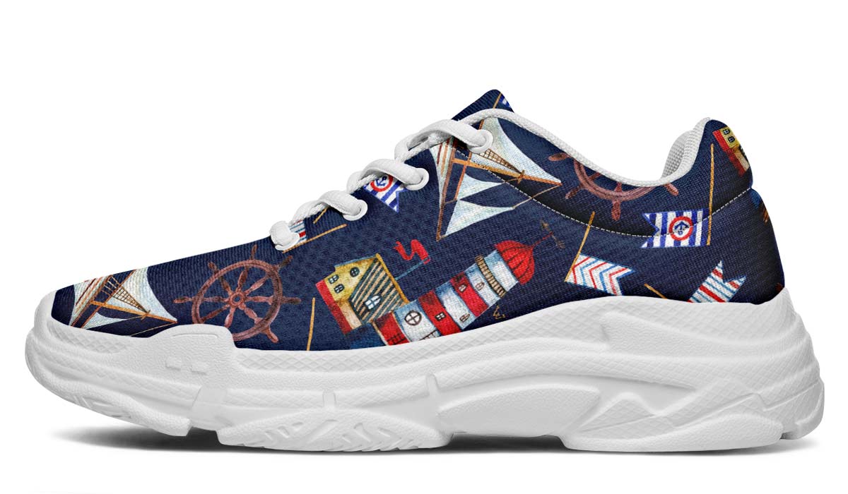 Nautical Pattern Chunky Sneakers