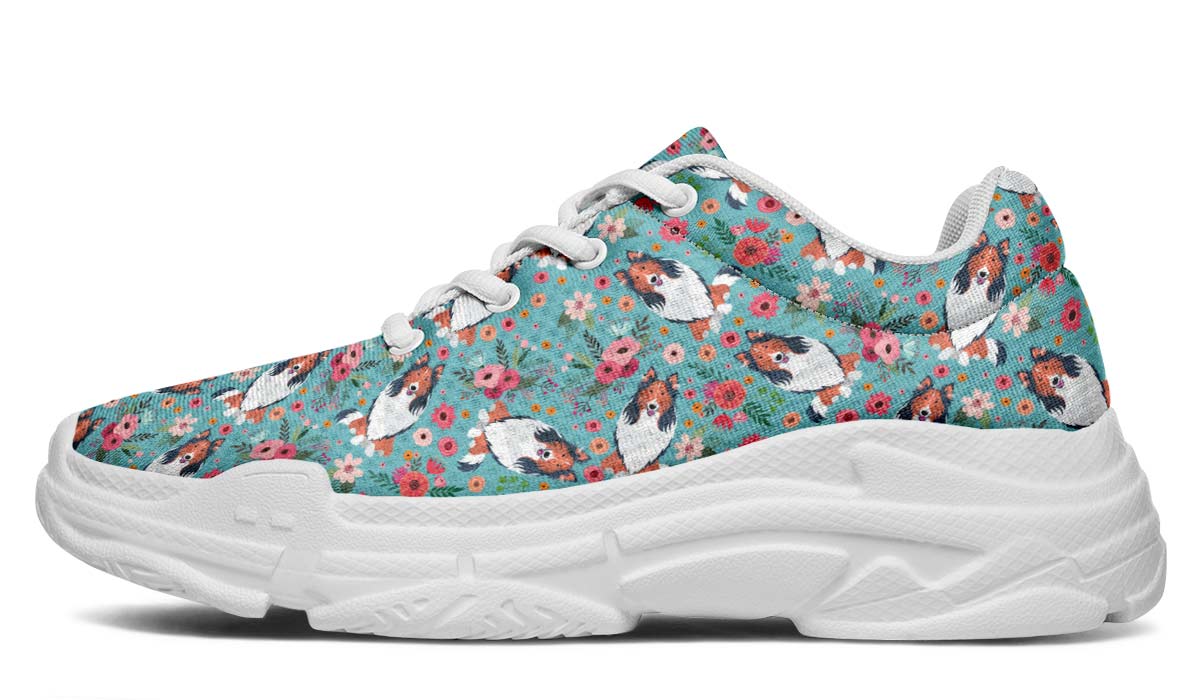 Rough Collie Flower Chunky Sneakers