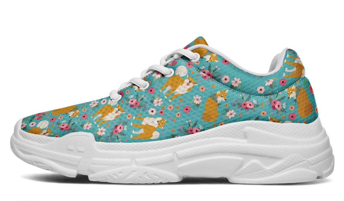 Shiba Inu Flower Chunky Sneakers