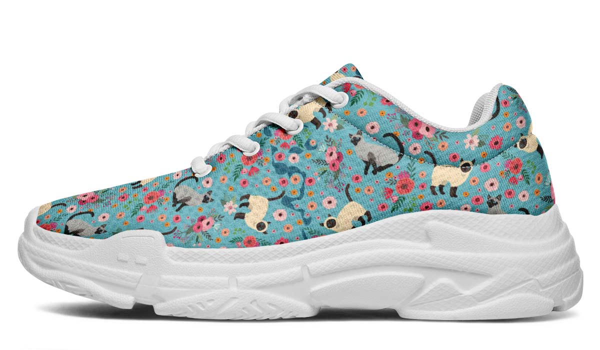 Siamese Cat Flower Chunky Sneakers
