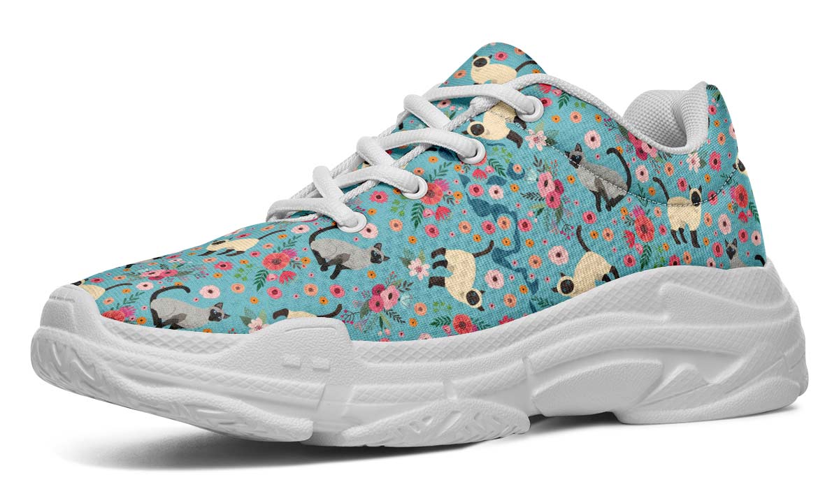 Siamese Cat Flower Chunky Sneakers