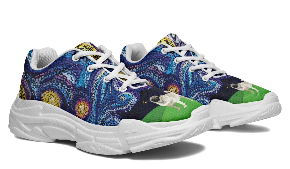 Starry Night Pug Chunky Sneakers