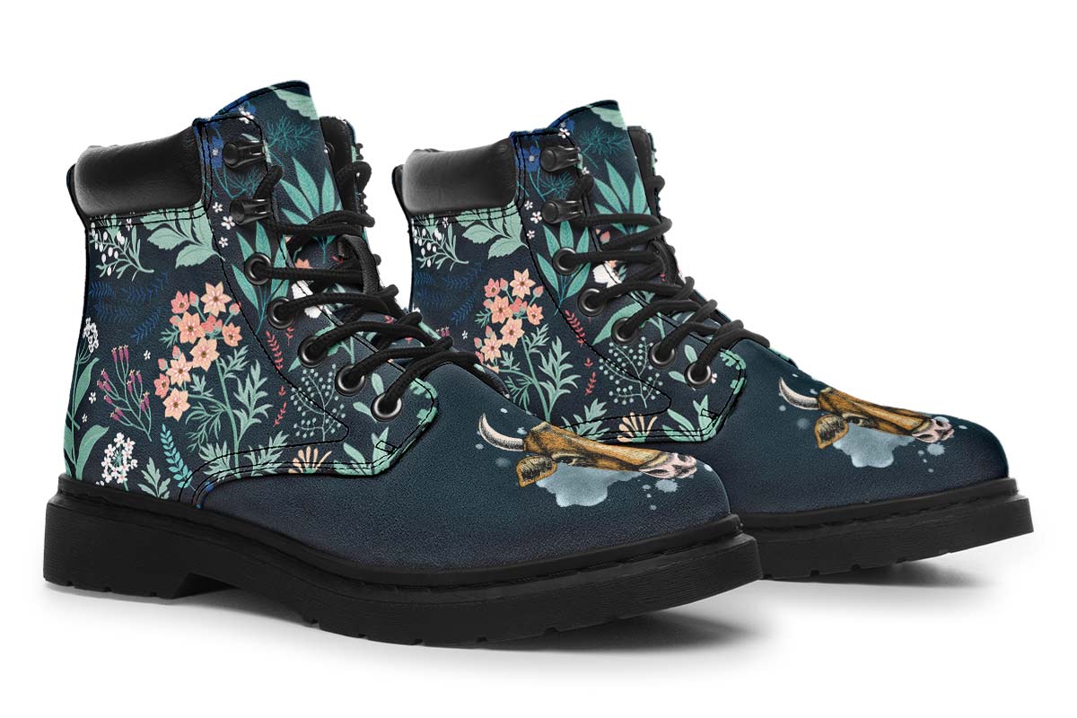 Blue Floral Cow Classic Vibe Boots