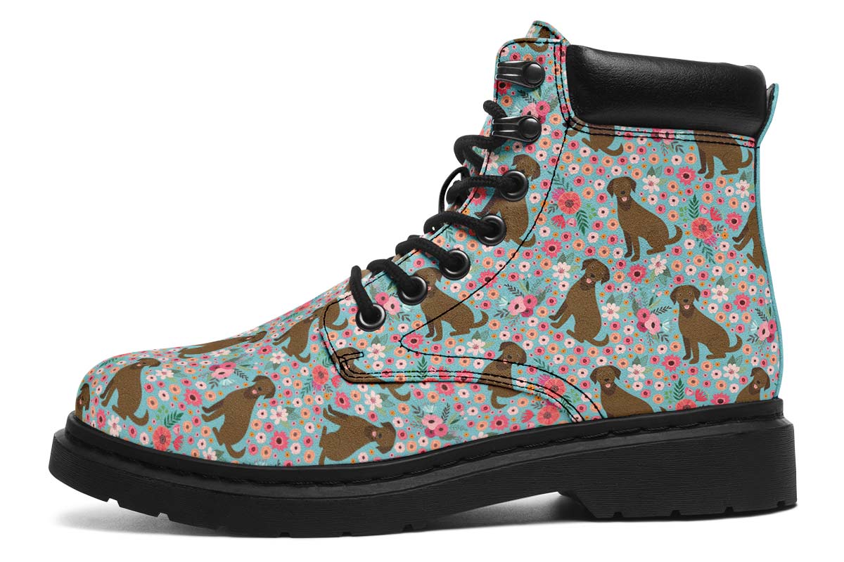Chocolate Labrador Flower Classic Vibe Boots