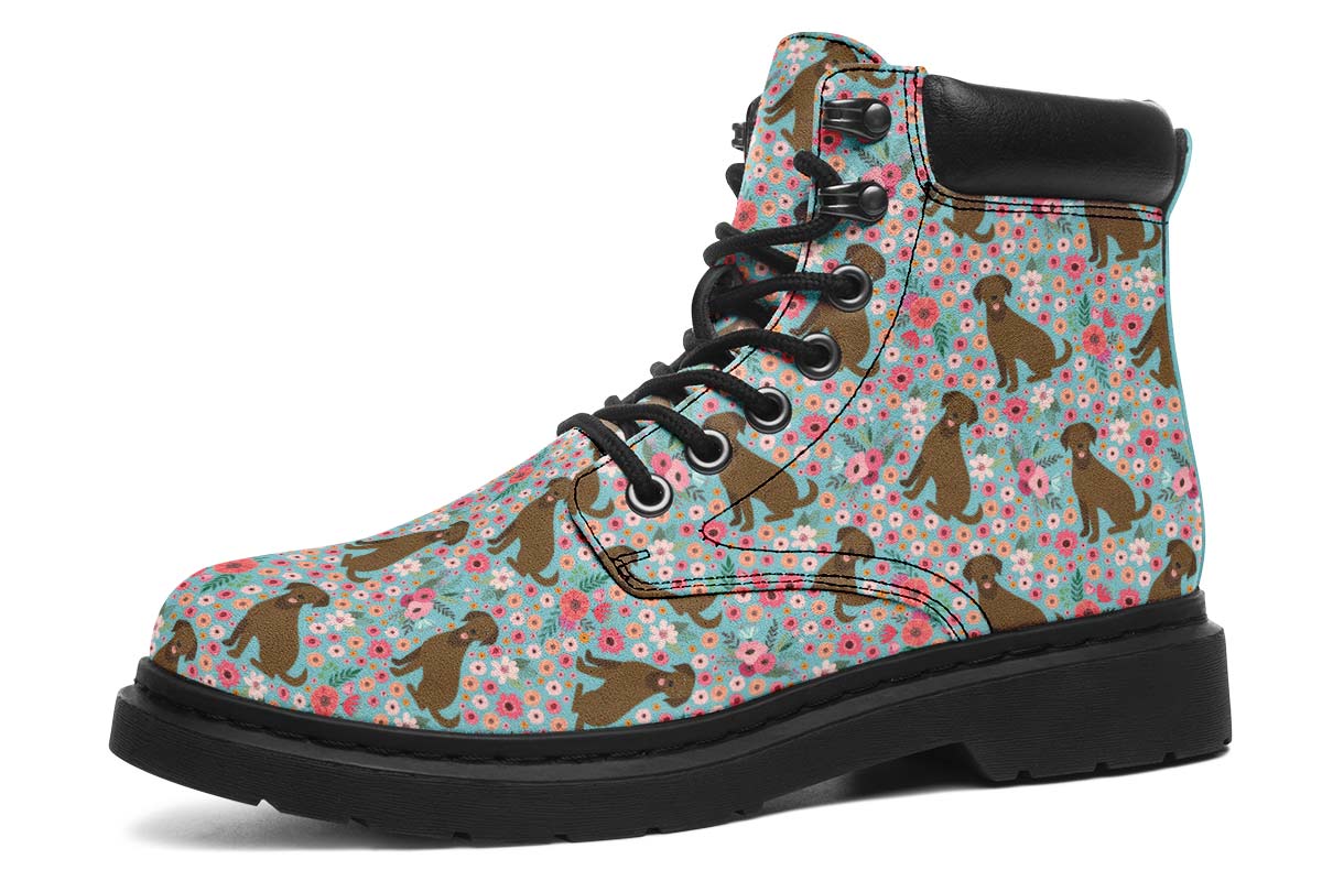Chocolate Labrador Flower Classic Vibe Boots