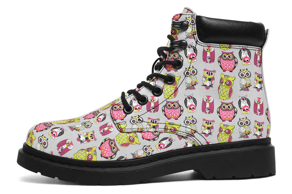 Colorful Owl Pattern Classic Vibe Boots
