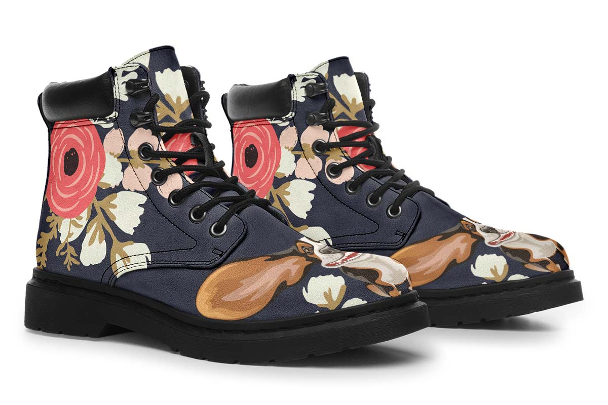 Floral Basset Hound Classic Vibe Boots