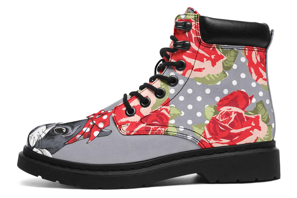 Floral Boston Terrier Classic Vibe Boots