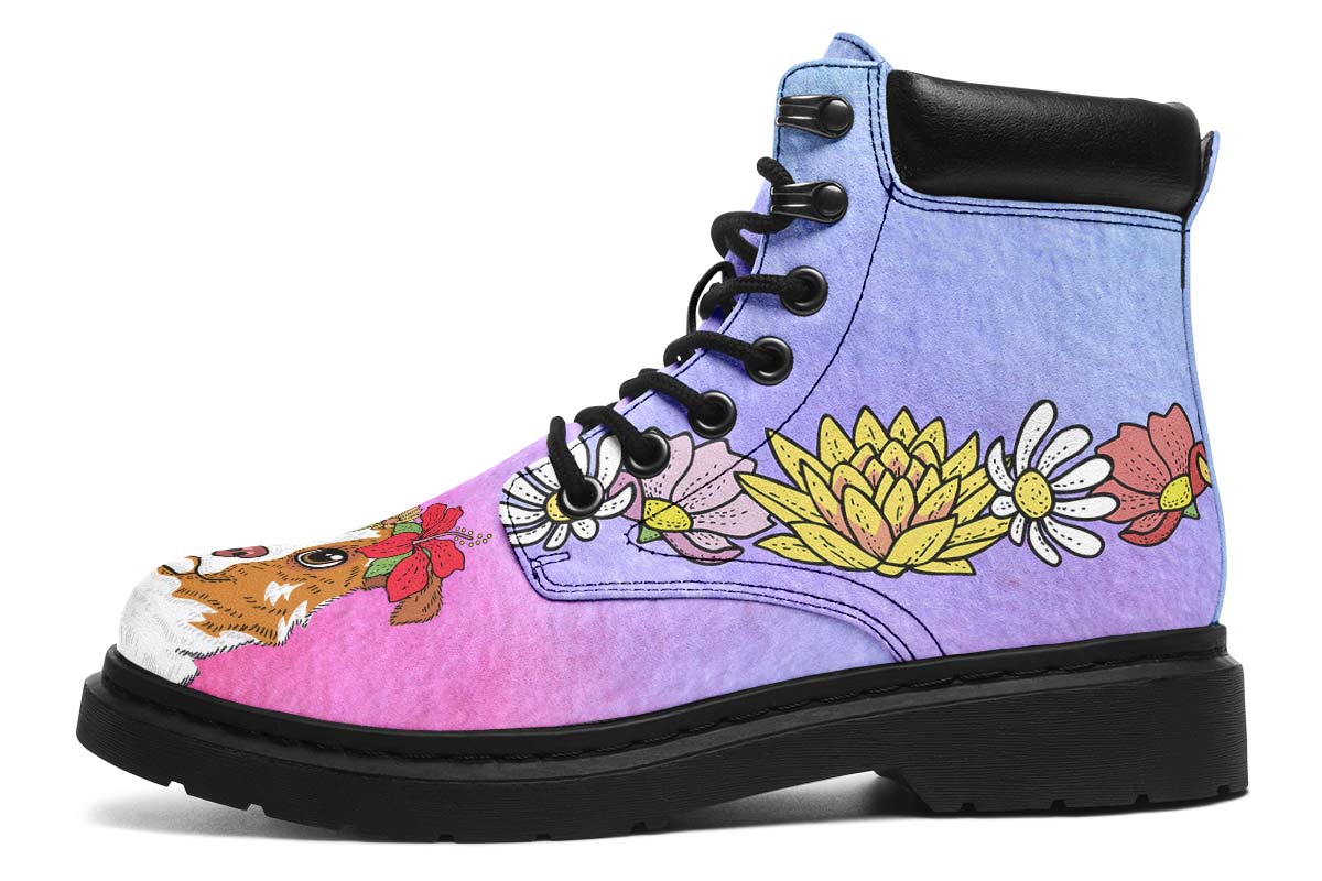 Fun Floral Australian Shepard Classic Vibe Boots