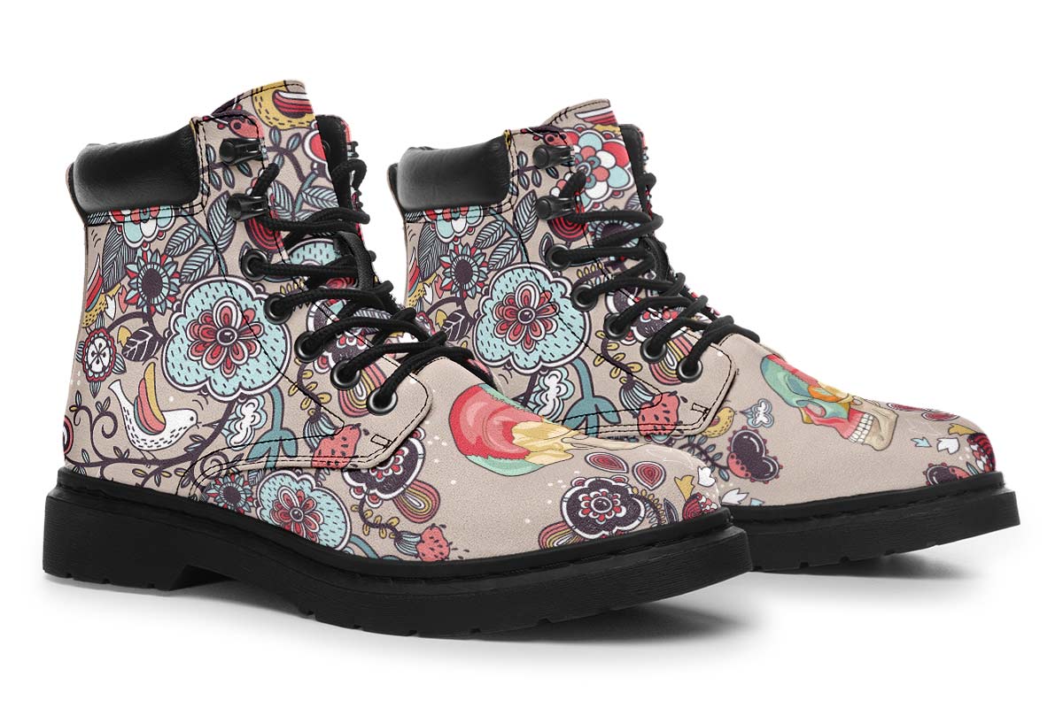 Human Skull Diagram Classic Vibe Boots