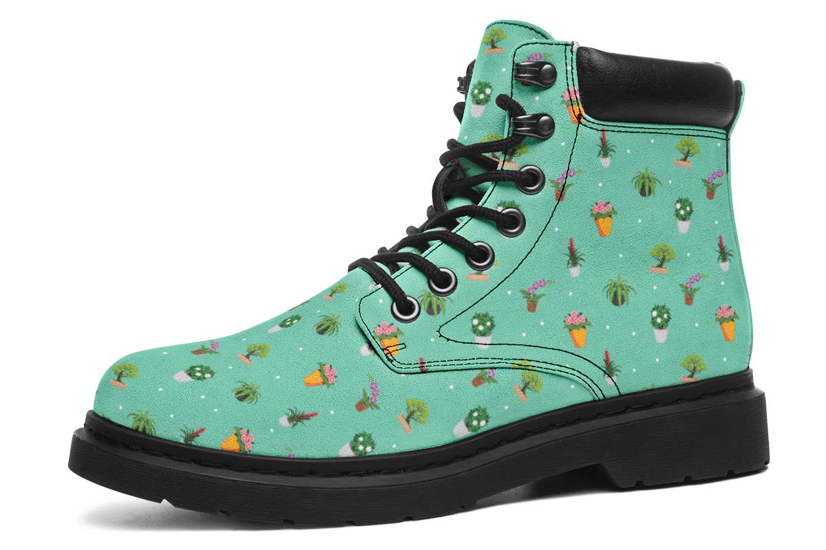 Potted Plant Pattern Classic Vibe Boots