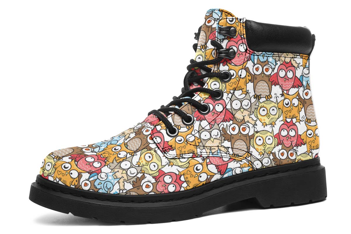 Silly Owl Pattern Classic Vibe Boots