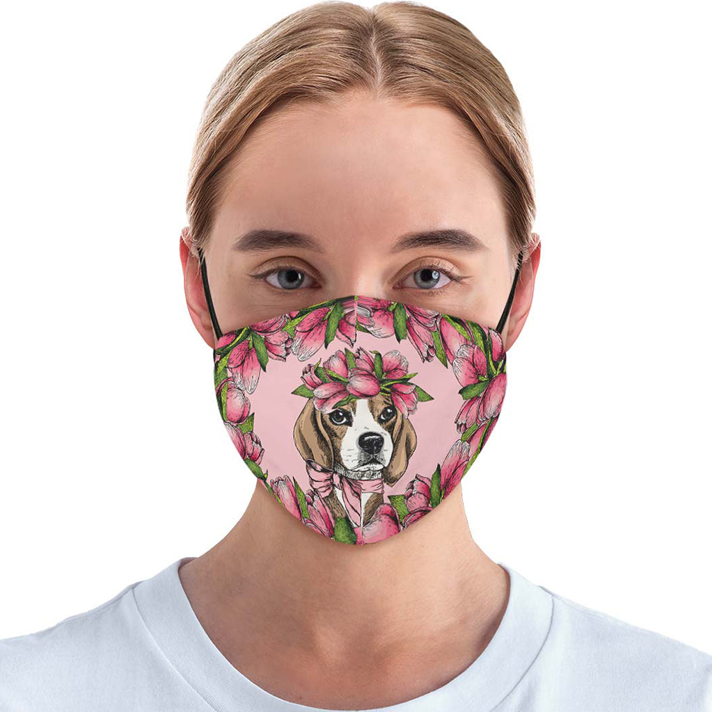 Floral Beagle Face Cover