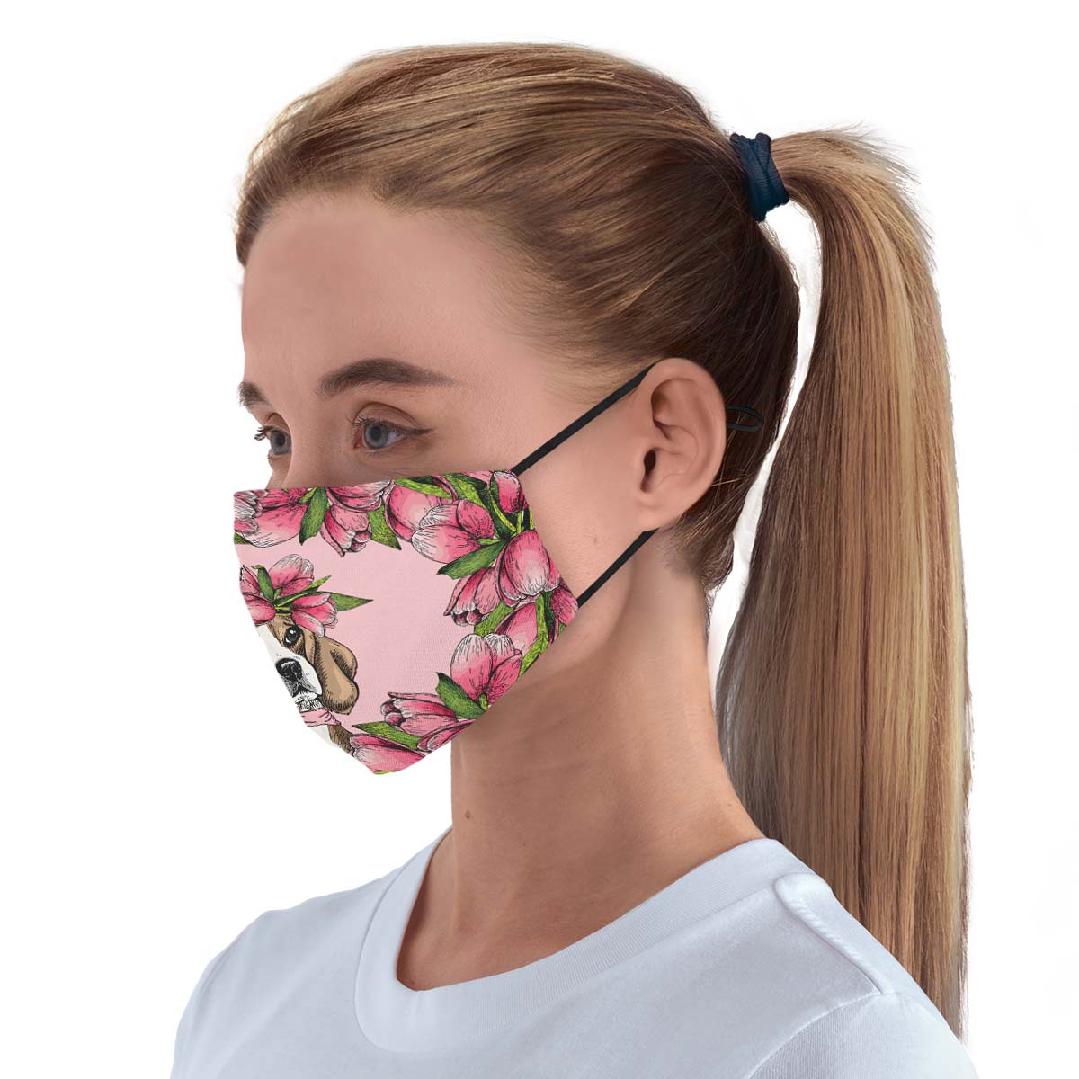 Floral Beagle Face Cover
