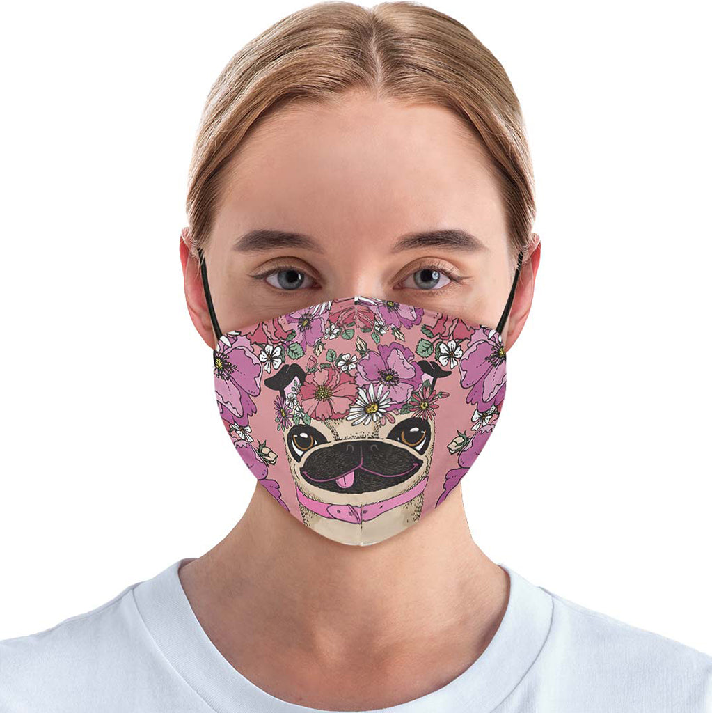 Floral Pug Face Cover