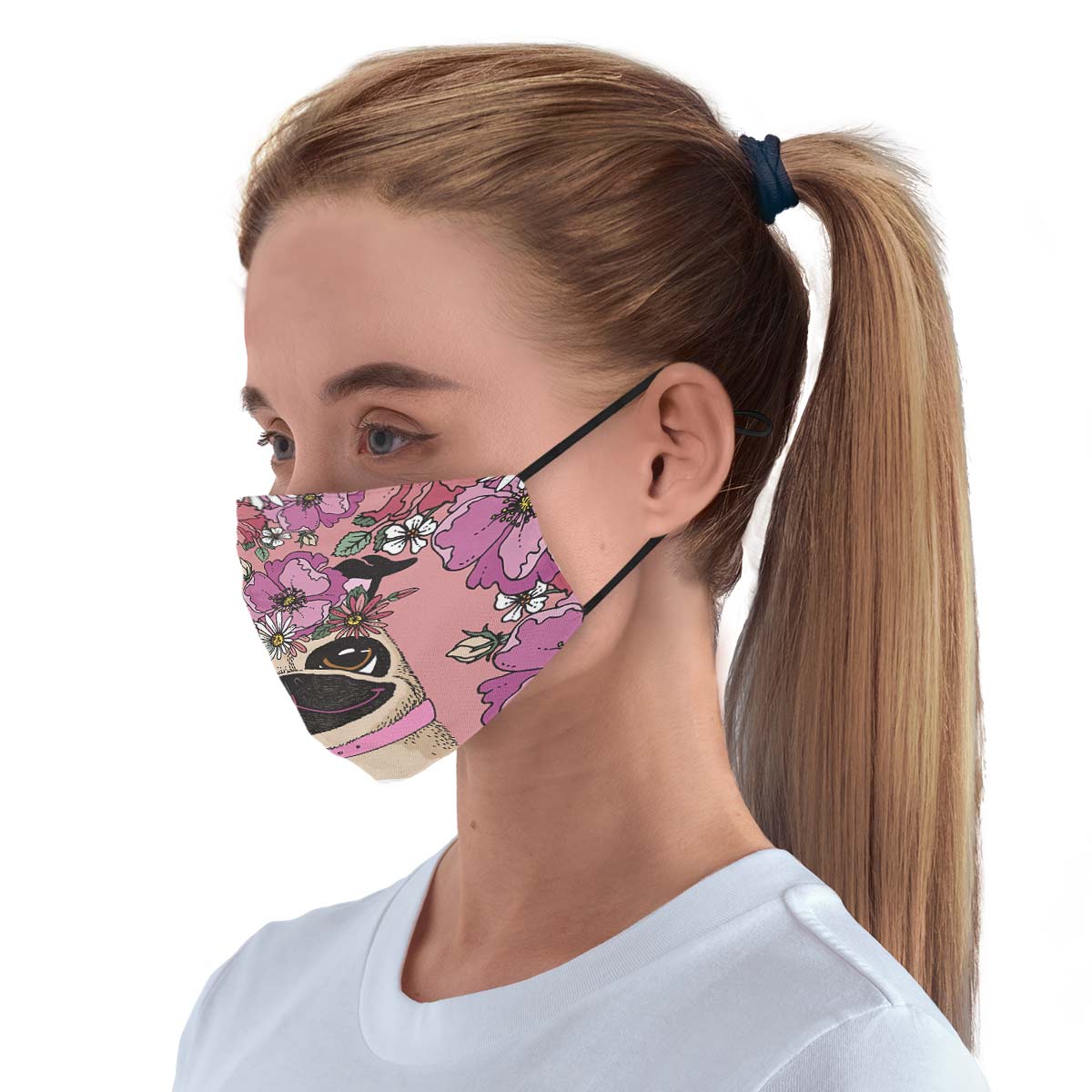 Floral Pug Face Cover