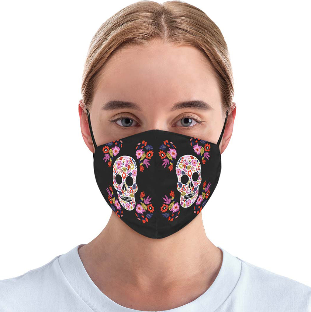 Floral Skull Halloween Face Cover