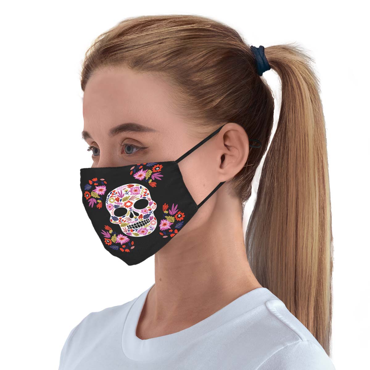 Floral Skull Halloween Face Cover