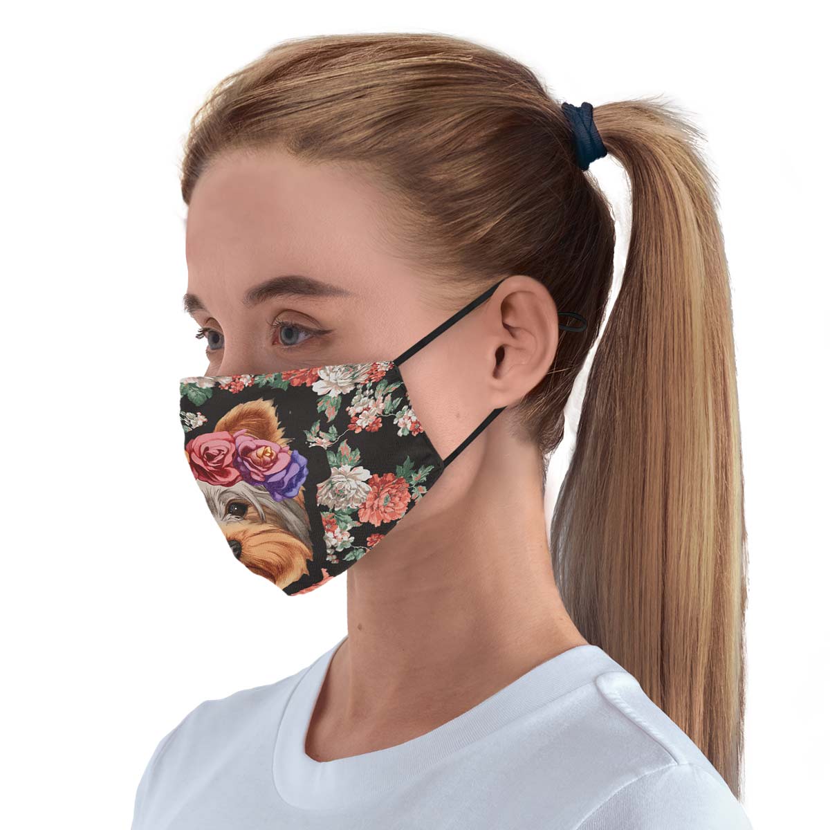 Floral Yorkie Face Cover