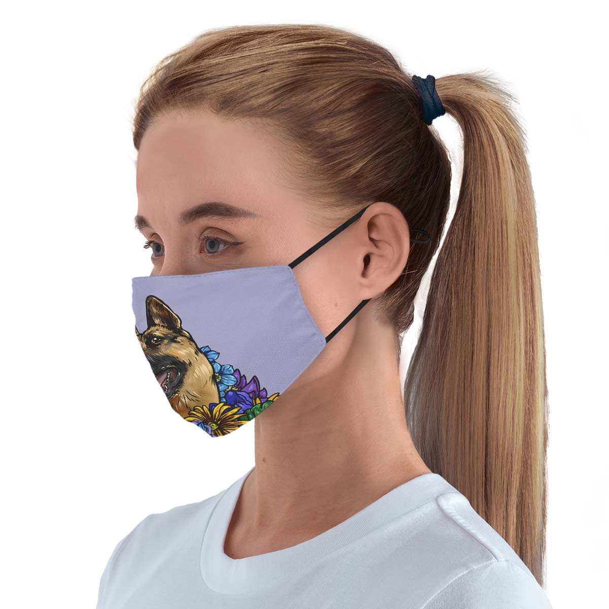 Illustrated German Shepherd Face Cover