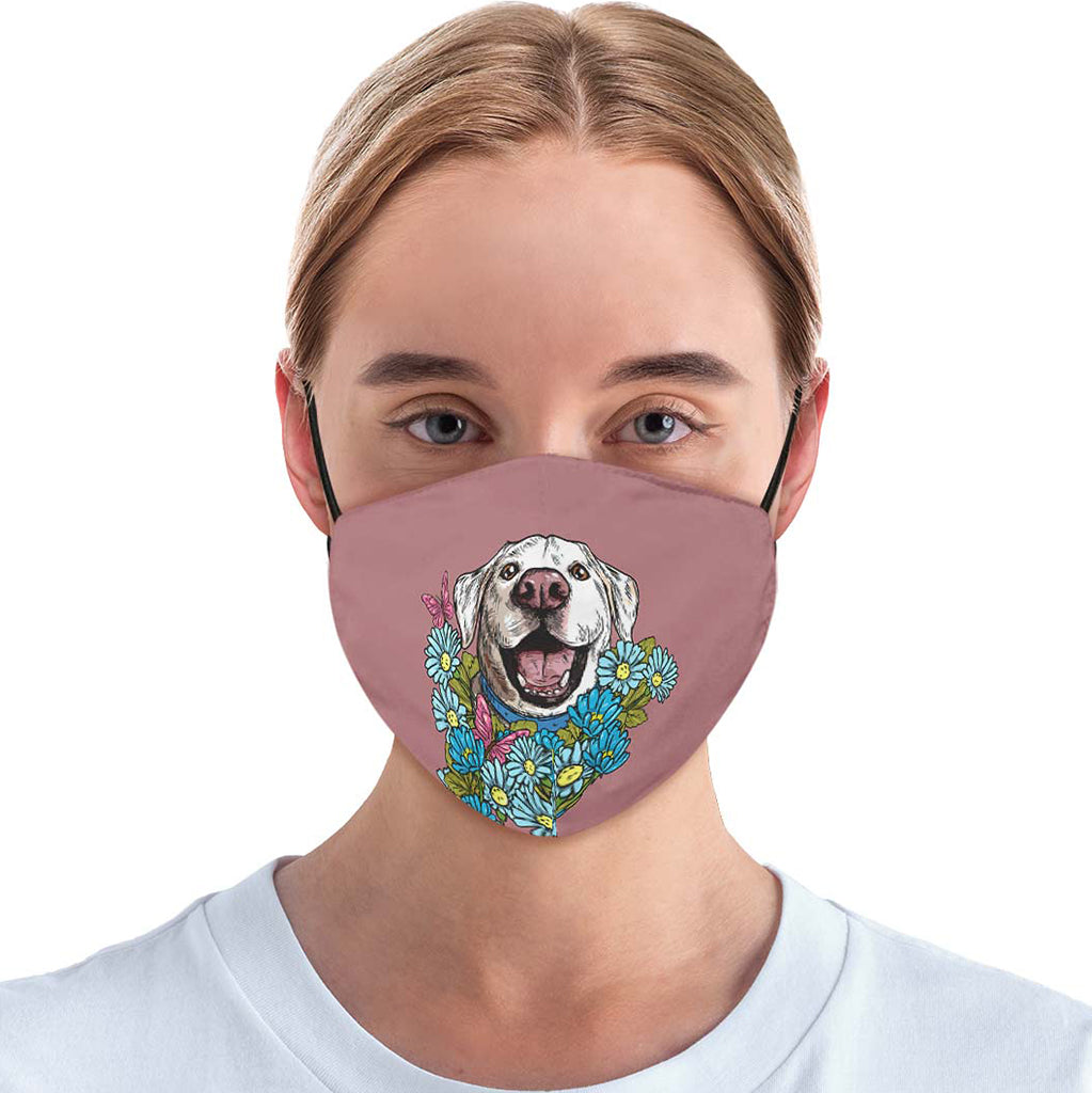 Illustrated White Labrador Retriever Face Cover
