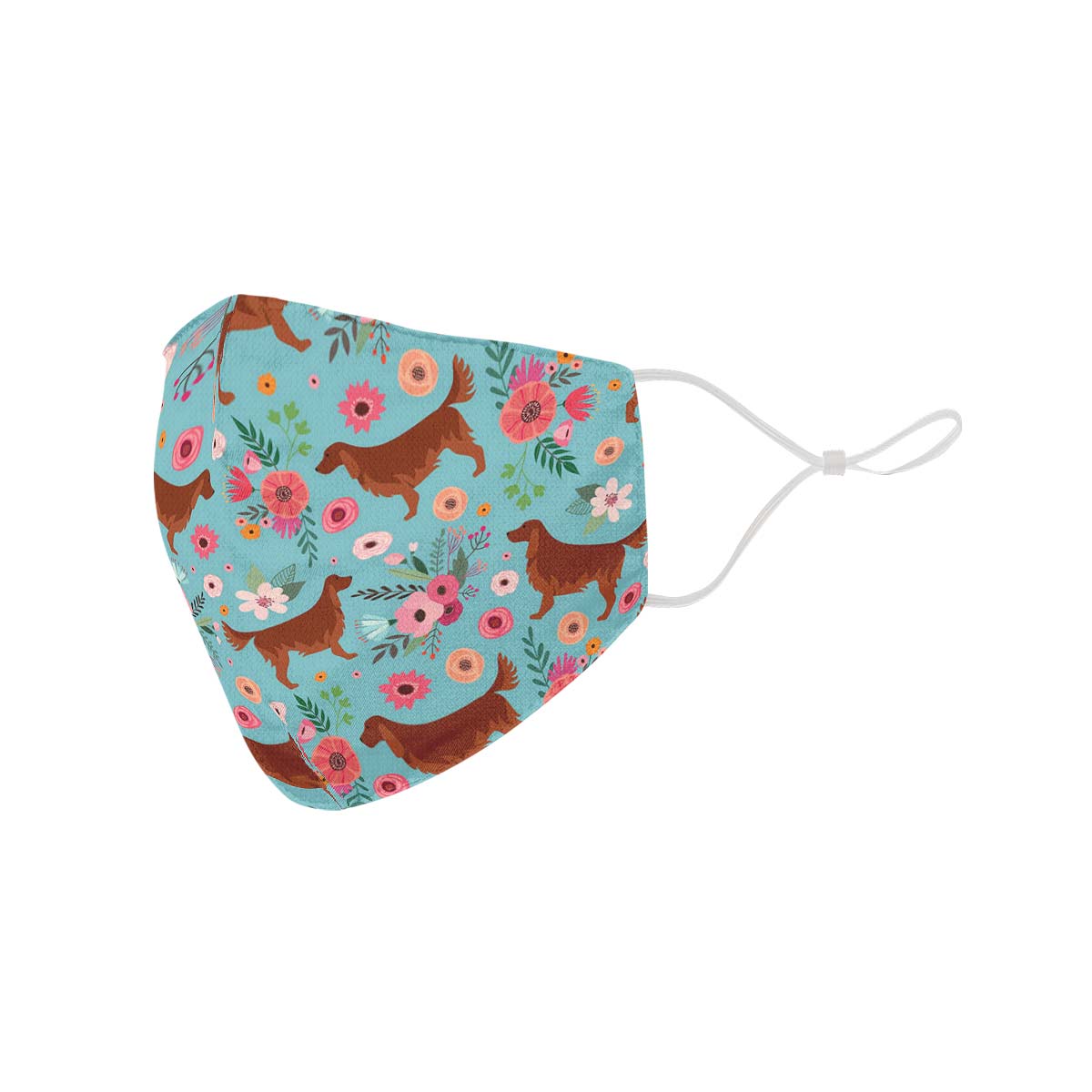 Irish Setter Flower Face Cover   Facemasks IrishSetterFlower03244 BW ROB STR12 