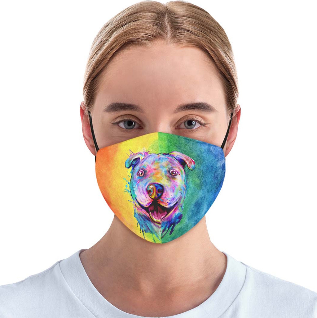 Rainbow Pit Bull Face Cover