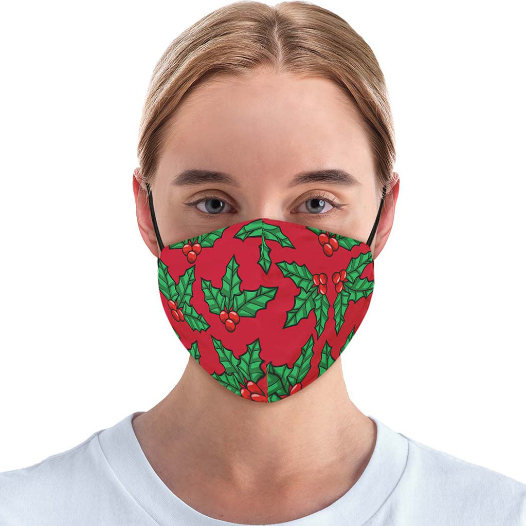 Red And Green Mistletoe Face Cover