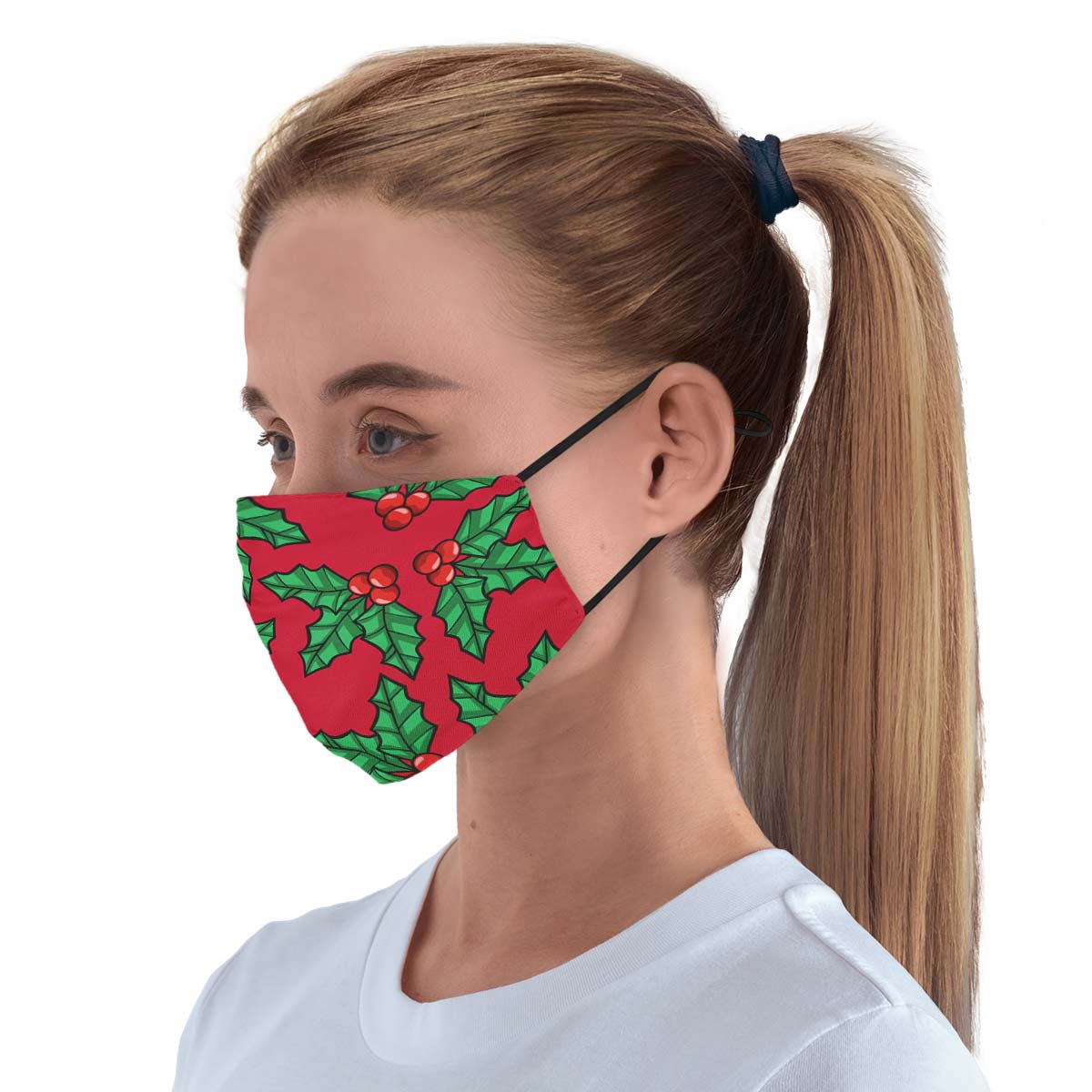 Red And Green Mistletoe Face Cover