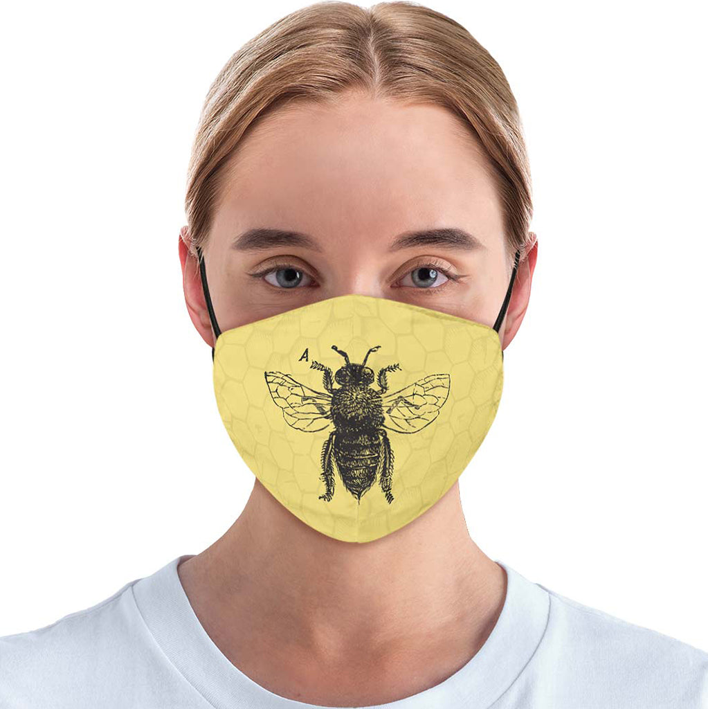 Vintage Bee Diagram Face Cover