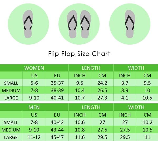 Flip Flop Size chart for adults and children – Flip Flop Station