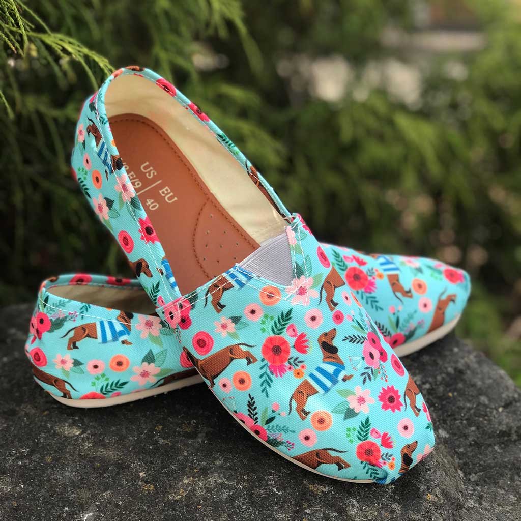 Dachshund Flower Casual Shoes